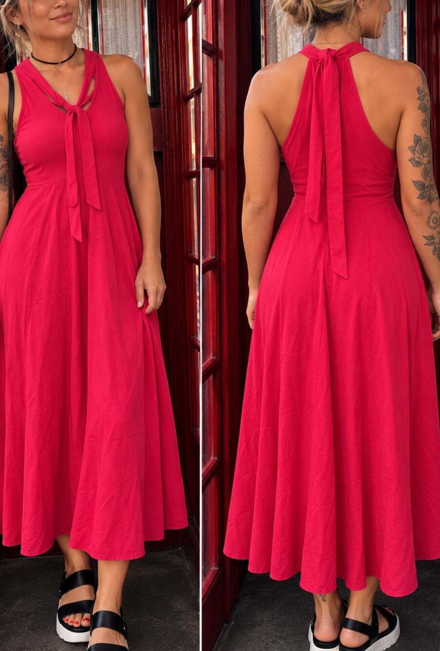 Sleeveless Maxi Dress in Vibrant Pink